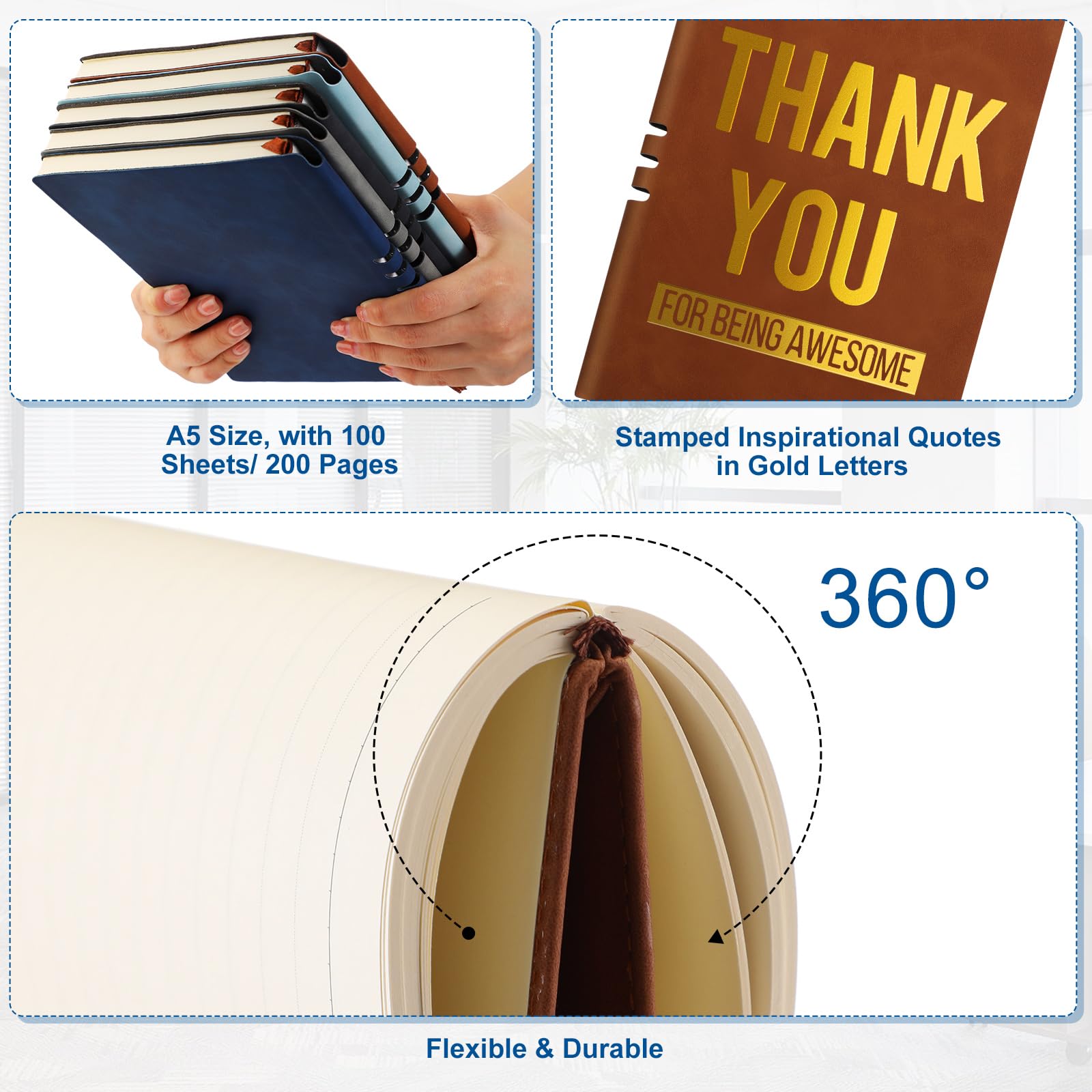 Yexiya 10 x Dankeschön-Geschenke für Mitarbeiter, A5, Leder-Notizbücher, inspirierende Notizbücher, Dankeschön für Being Awesome Patientenzugang, Woche, Wertschätzungsgeschenke für Lehrer,