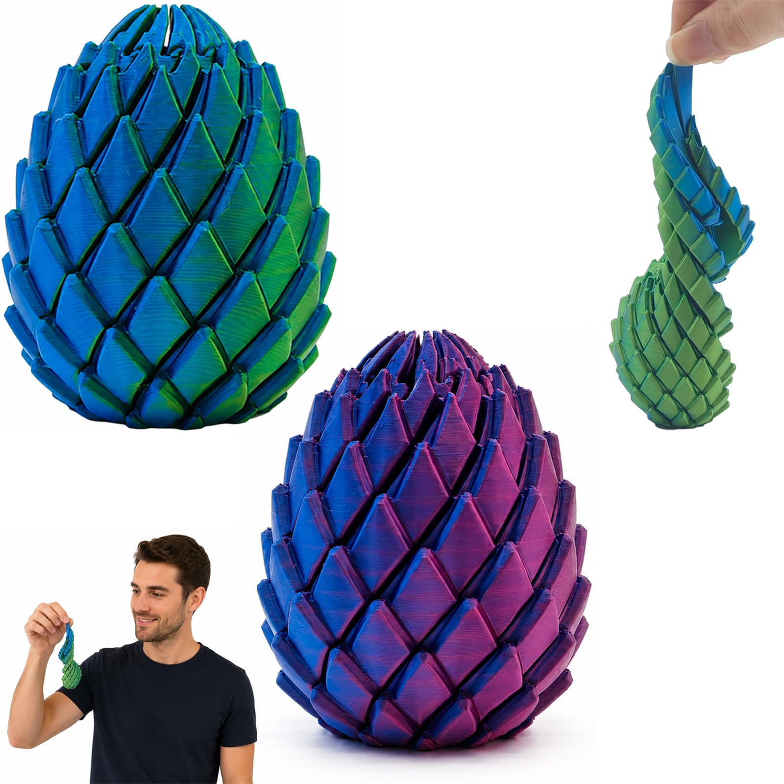 3D Printed Dragon Egg Desk Accessory, 2-Pack, Rotating Gradient Design โ image 1