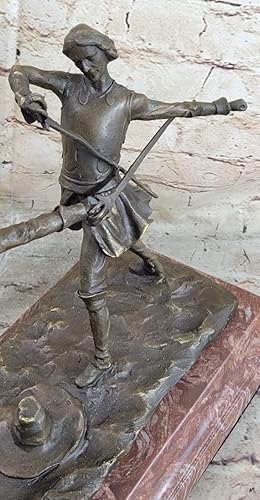 Miniatura 5 de Think Bronze - Figura de escultura de bronce con dos esgrimas, figura artística, base de mármol, regalo, arte finería, decoración brillante