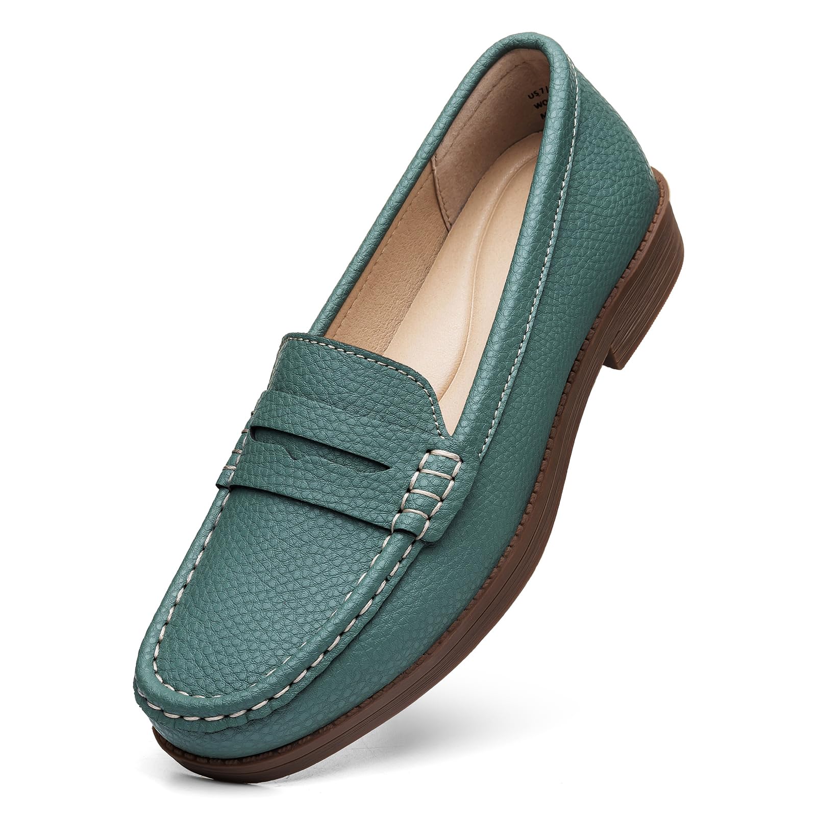 Women's Comfortable Leather Penny Loafers Slip On Business Casual Dress Shoes Lightweight Office Work Flats Everyday Walking Shoes for Women — view 26