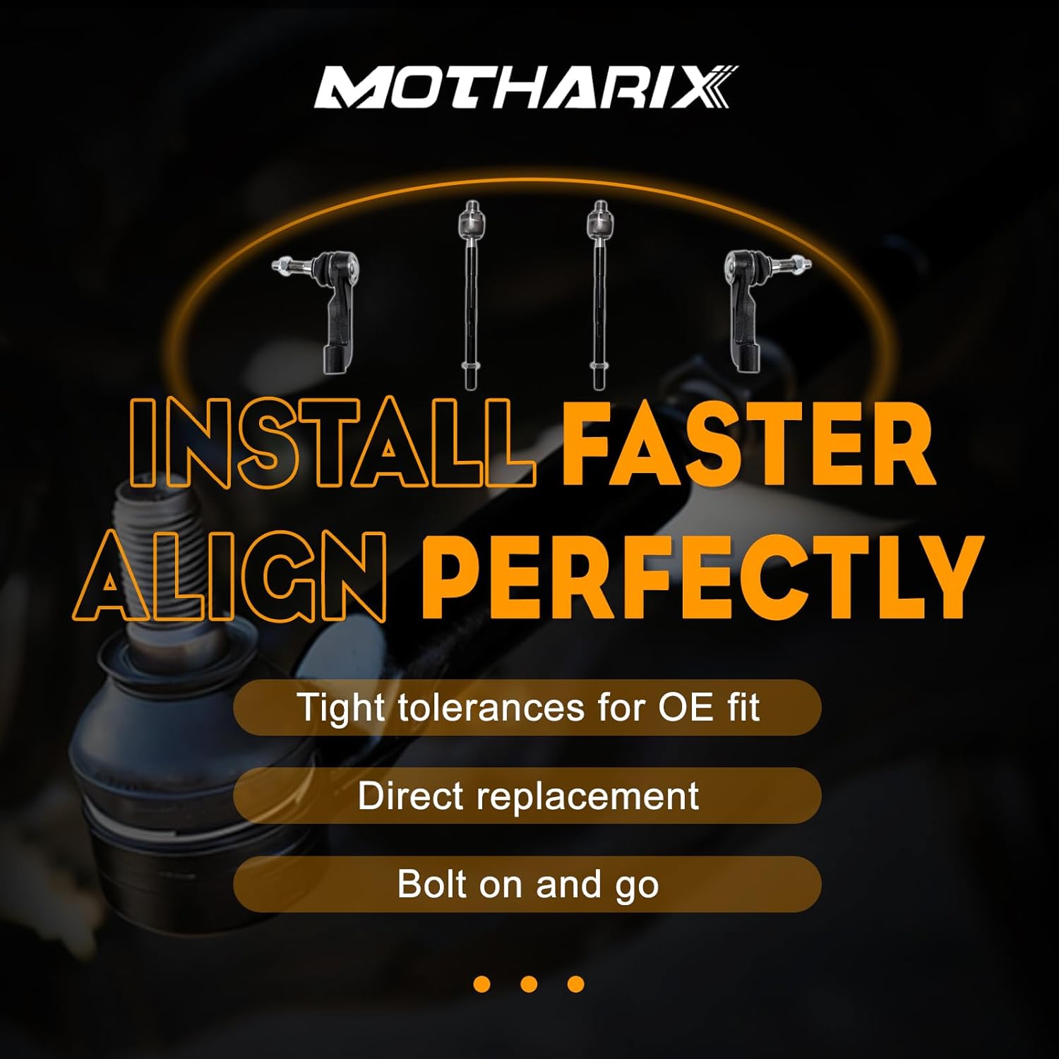 Front Inner & Outer Tie Rods Compatible with 2008-2011 Dodge Nitro, 2008-2012 Jeep Liberty, Fits ES800412 ES800413 EV800416, Restore Tight Steering & Eliminate Wobble