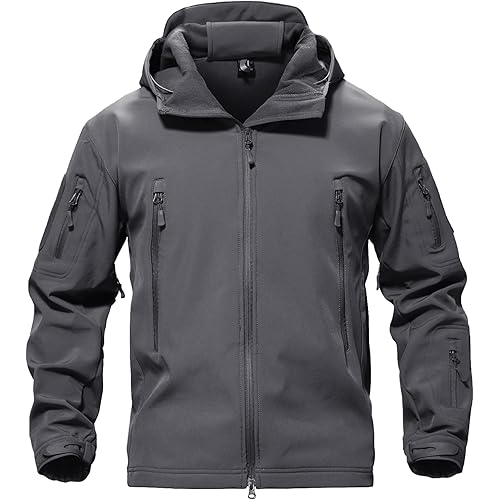 TACVASEN Men's Special Ops Military Tactical Soft Shell Rain Warm Fleece Lined Jacket Winter Hood Coat Hiking Snowboard