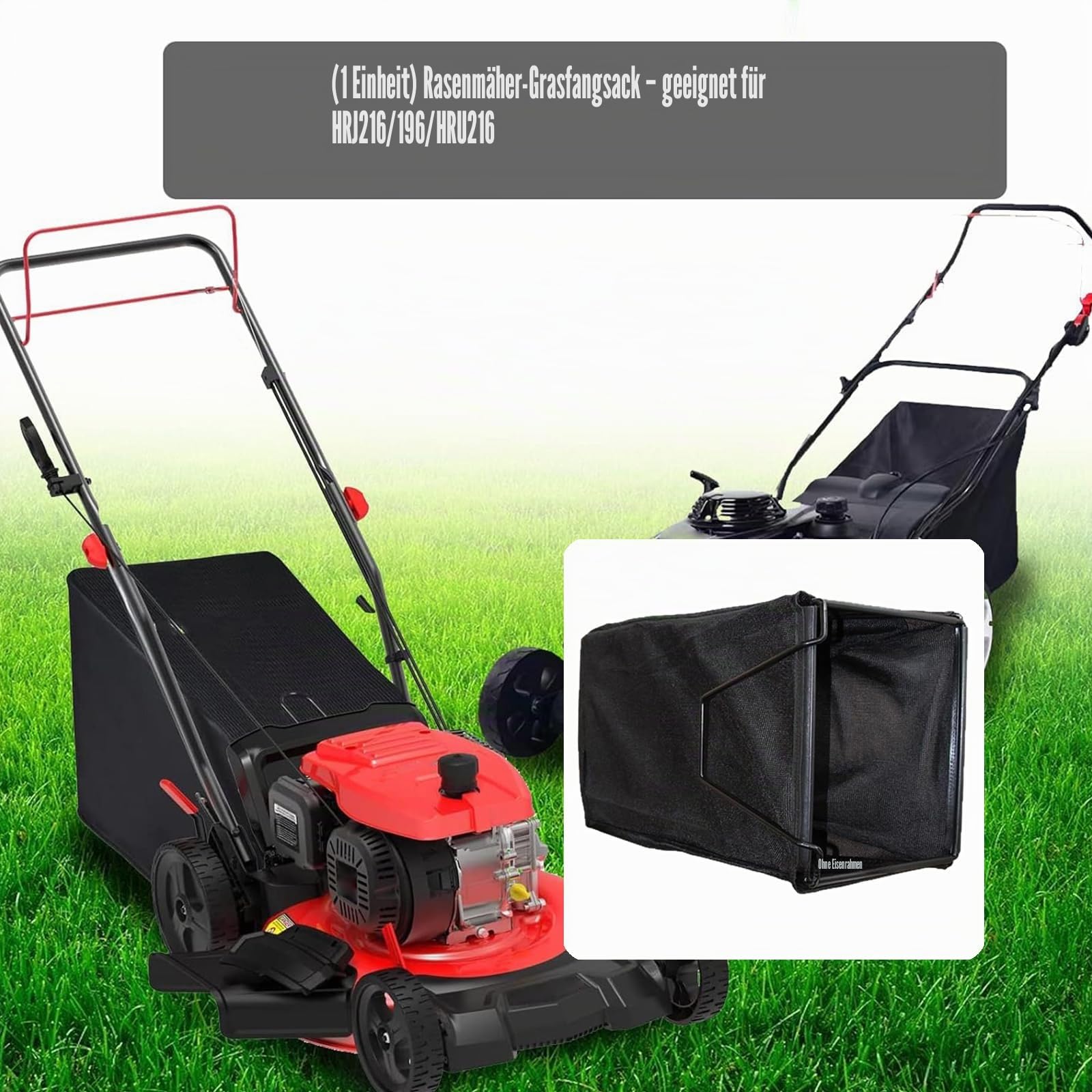 Robuster Grasfangkorb aus Stoff, 37 x 28 x 66,5 cm, Schnellentriegelung, HRJ216/196/HRU216, robuste Tasche