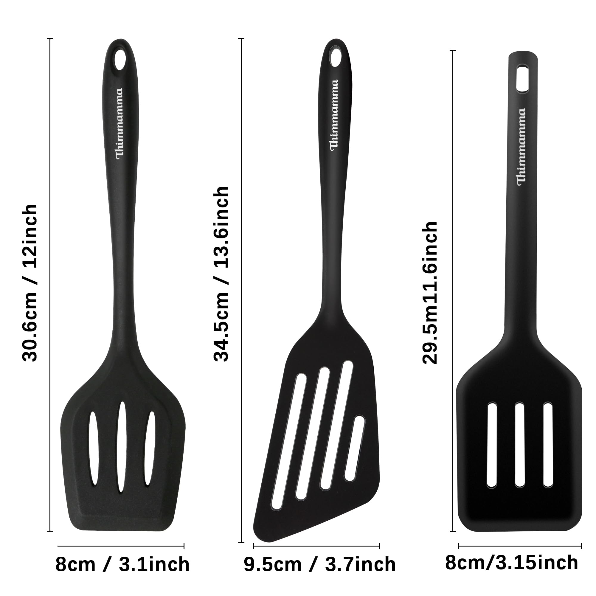 Zestaw 3 plastikowych łopatek do patelni, odpornych na wysokie temperatury, z rowkami, silikonowe łopatki BPA Free, odporne na działanie zmywacza, silikonowe narzędzia kuchenne, spachlówka do