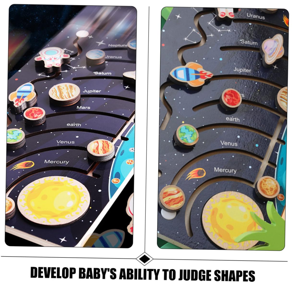 Puzzle Sviluppa Riconoscimento delle Forme e Ragionamento Pianeti Sistema Solare in Legno per Bambini per Attività Prescolari Educative
