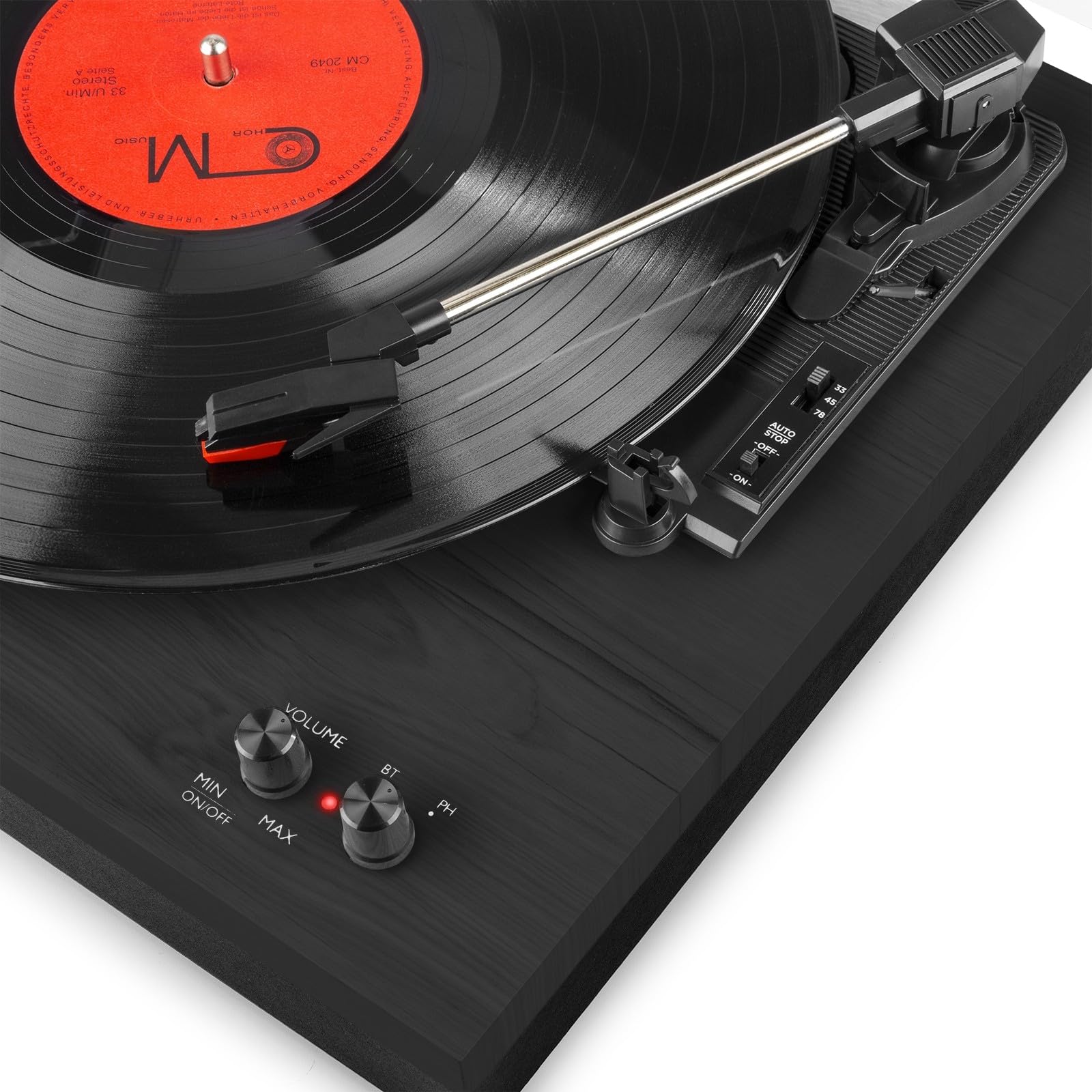 Fenton RP165B Platine Vinyle BT avec 2 Haut-Parleurs Stéréo - Noir/Gris, Lecture 33, 45 et 78 Tours, Système HiFi, Sortie RCA, Une Platine Rétro Idéale pour Décorer et Écouter Vos Vinyles