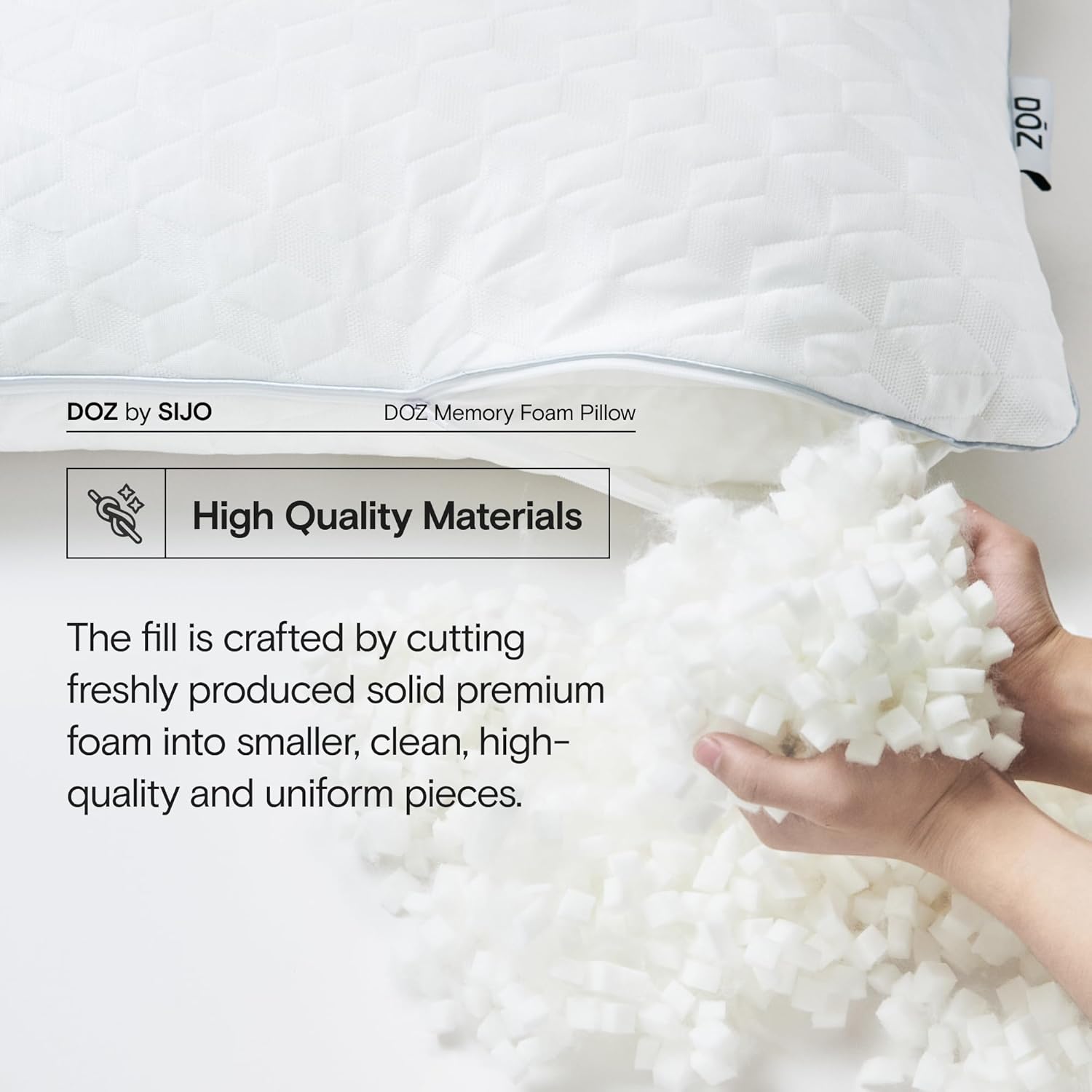 DOZ Adjustable Bed Pillow, Cooling Surface, Shredded Memory Foam, Medium Firm, Perfect for Back, Side, Stomach Sleeper, Oeko-Tex and CertiPUR-US Certified (Queen) - Image 5