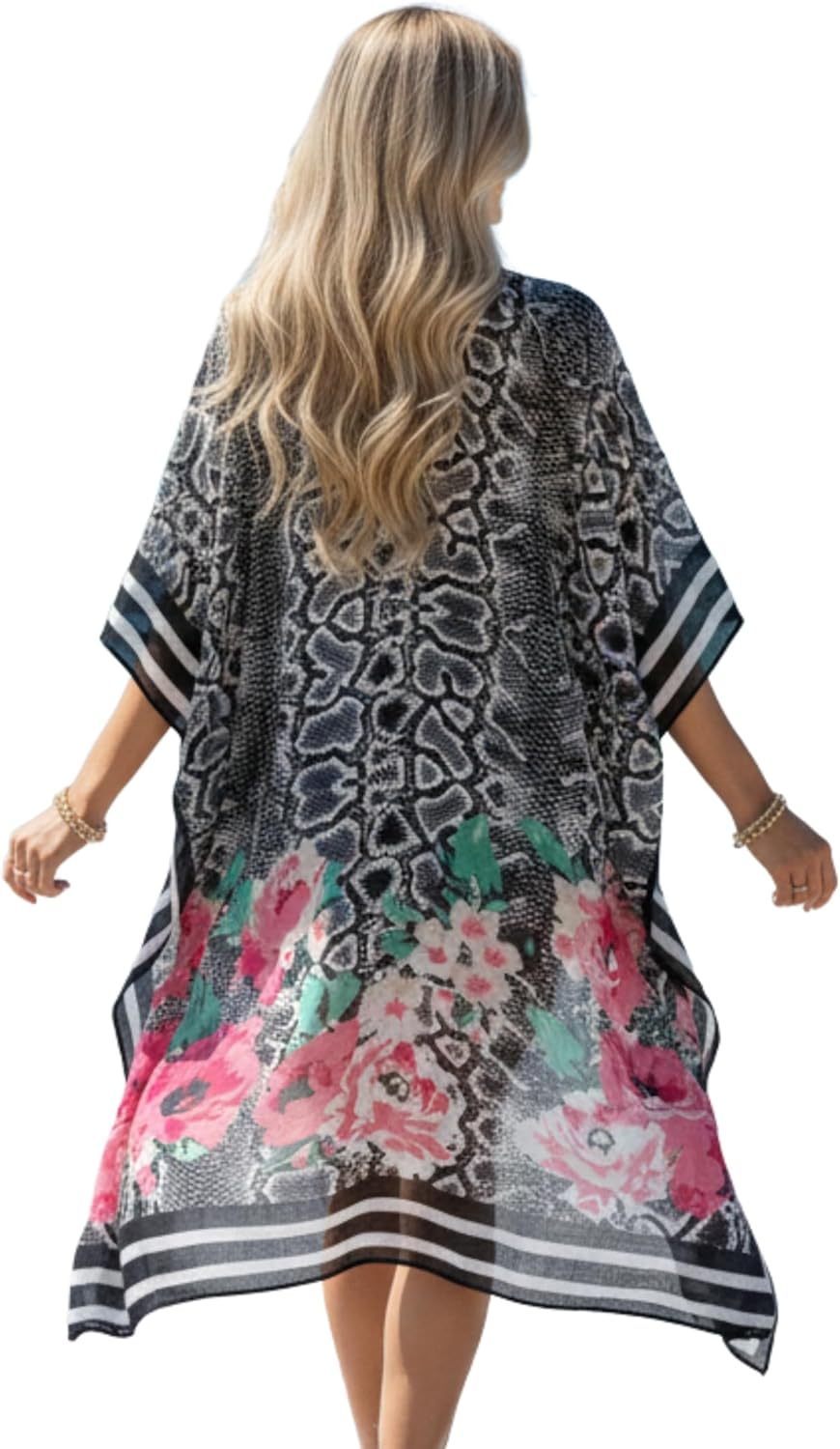 Isurrender Kimonos for Women Lightweight Swimsuit Coverup Boho Floral Beach Cover Ups for Swimwear Casual Summer Cardigan