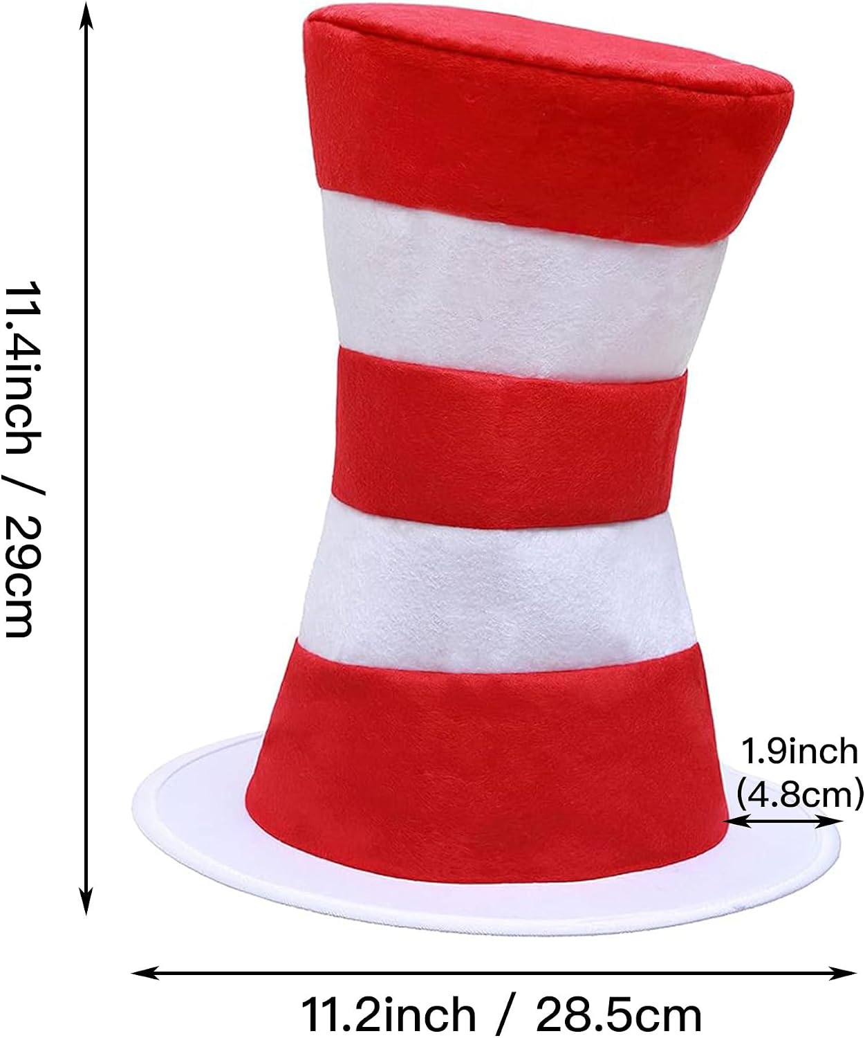 Top Hat Cat Costume Kit Accessory for Adults Red and White Striped Hat, Gloves, Bow Tie for Halloween Props Party Dress up image 4