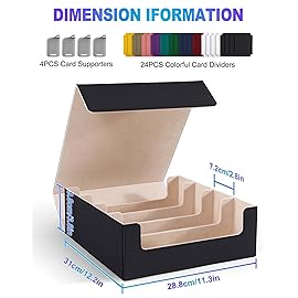UAONO Card Storage Box for Trading Cards, 2400+ MTG Commander Deck Box With 24pcs Colorful Divider, Card Case Fits for Magic TCG PTCG Game Cards (Black&Gold)