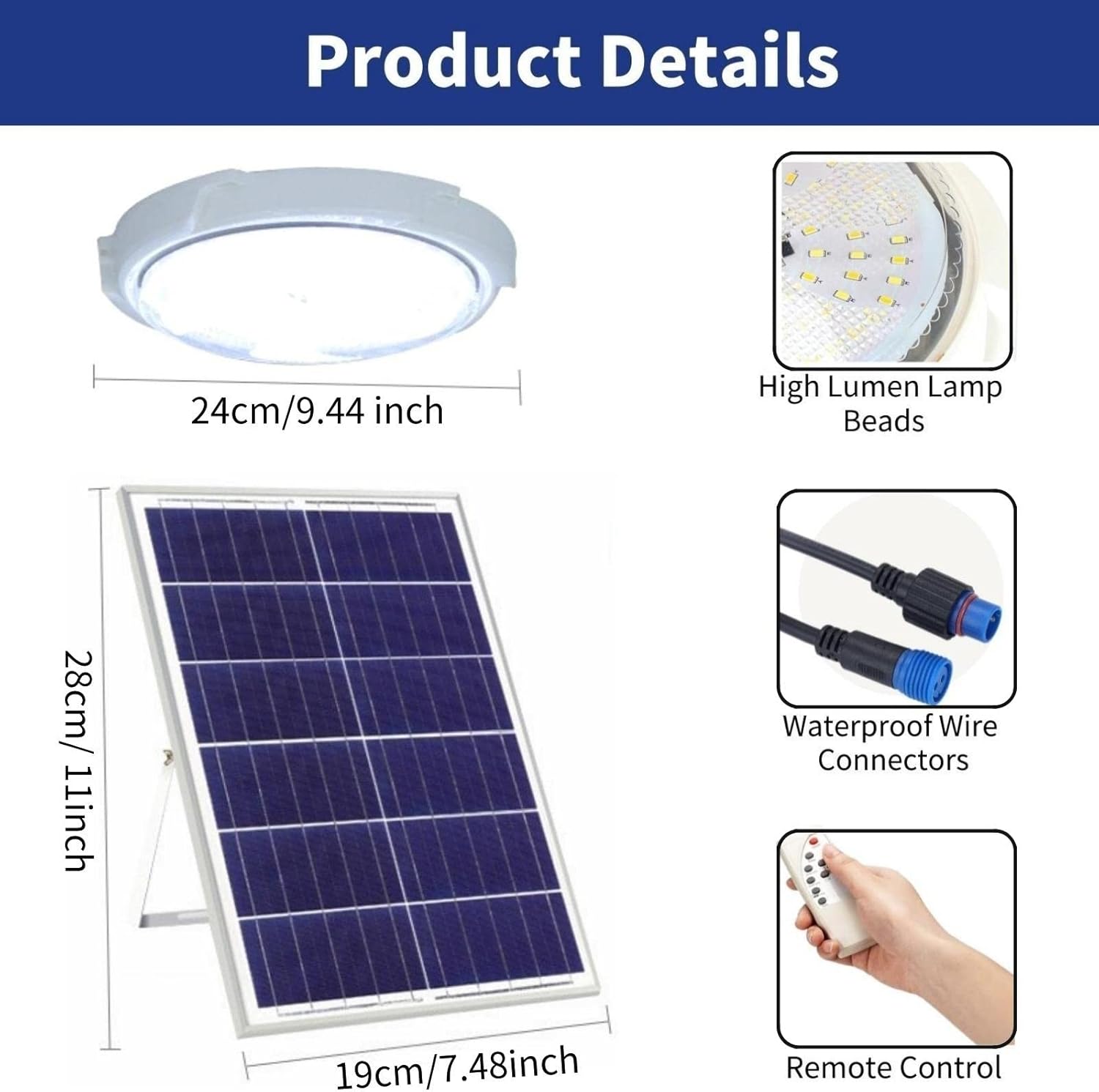 Solar Shed Lights, Solar Indoor Lights Outdoor Pendant Lights for Home, Solar Hanging Chandelier Garage Lights Waterproof with Remote for Workshop, Barn, Porch, Garden, Patio