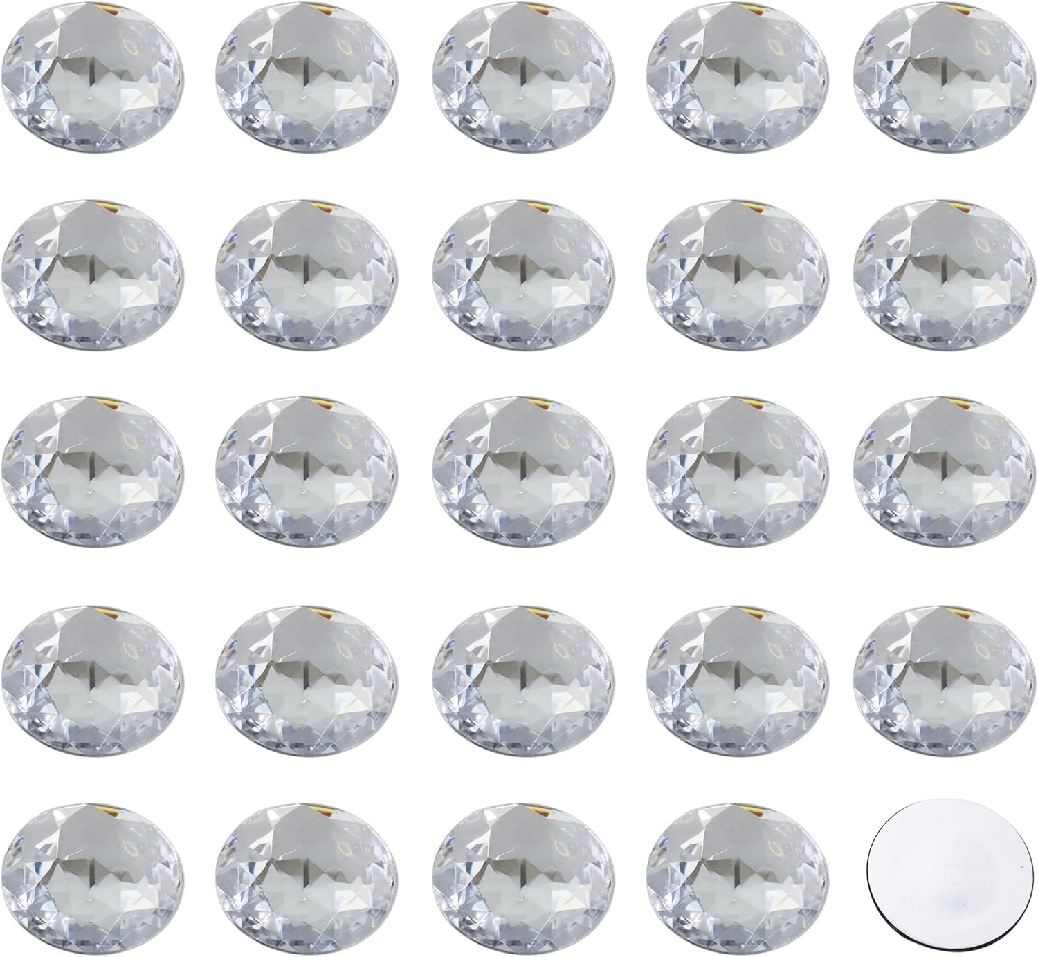pson 25PCS 30mm Crystal Flat Back Round Acrylic Rhinestones, Clear Plastic Circle Gems Glitter Gems for Costume Making, Cosplay, DIY, Craft