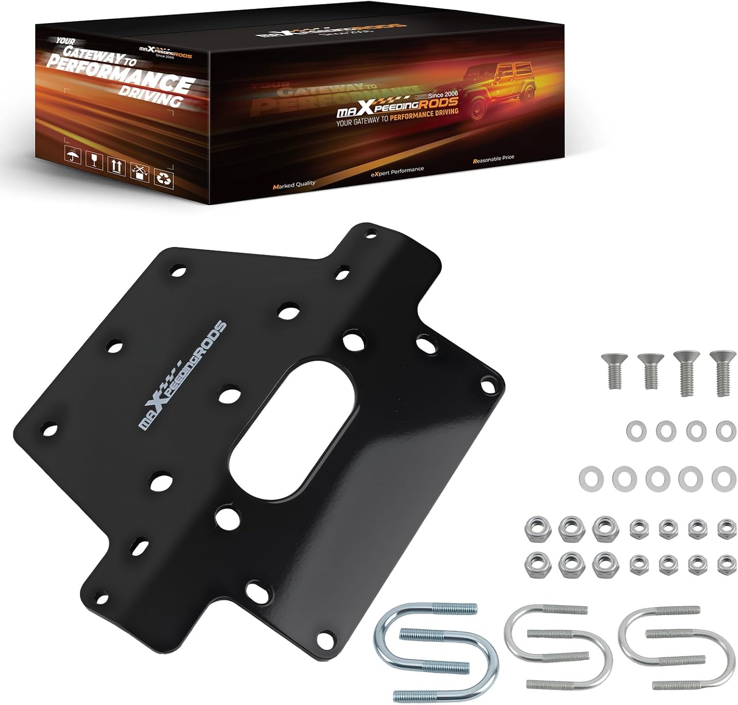 maXpeedingrods Winch Mount Kit for Honda TRX420 Rancher 2x4 (TE/TM), 4x4 (FA/FE/FPA/FPE/FPM/FM/PG) 2007-2013 Winch Mounting Plate