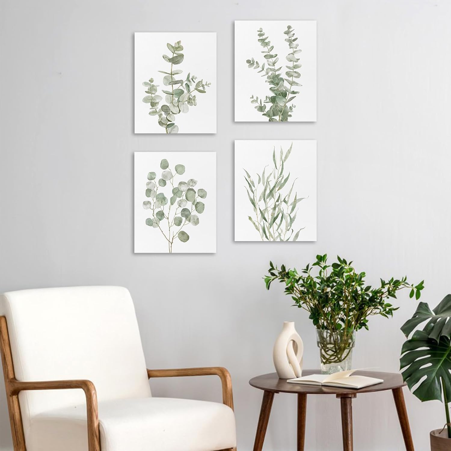 YPY Botanical Bathroom Pictures Wall Decor: Boho Canvas Wall Art Aesthetic Bedroom Decor, Sage Green Wall Art Plant Prints for Office, Set of 4PCS, 10"x12"
