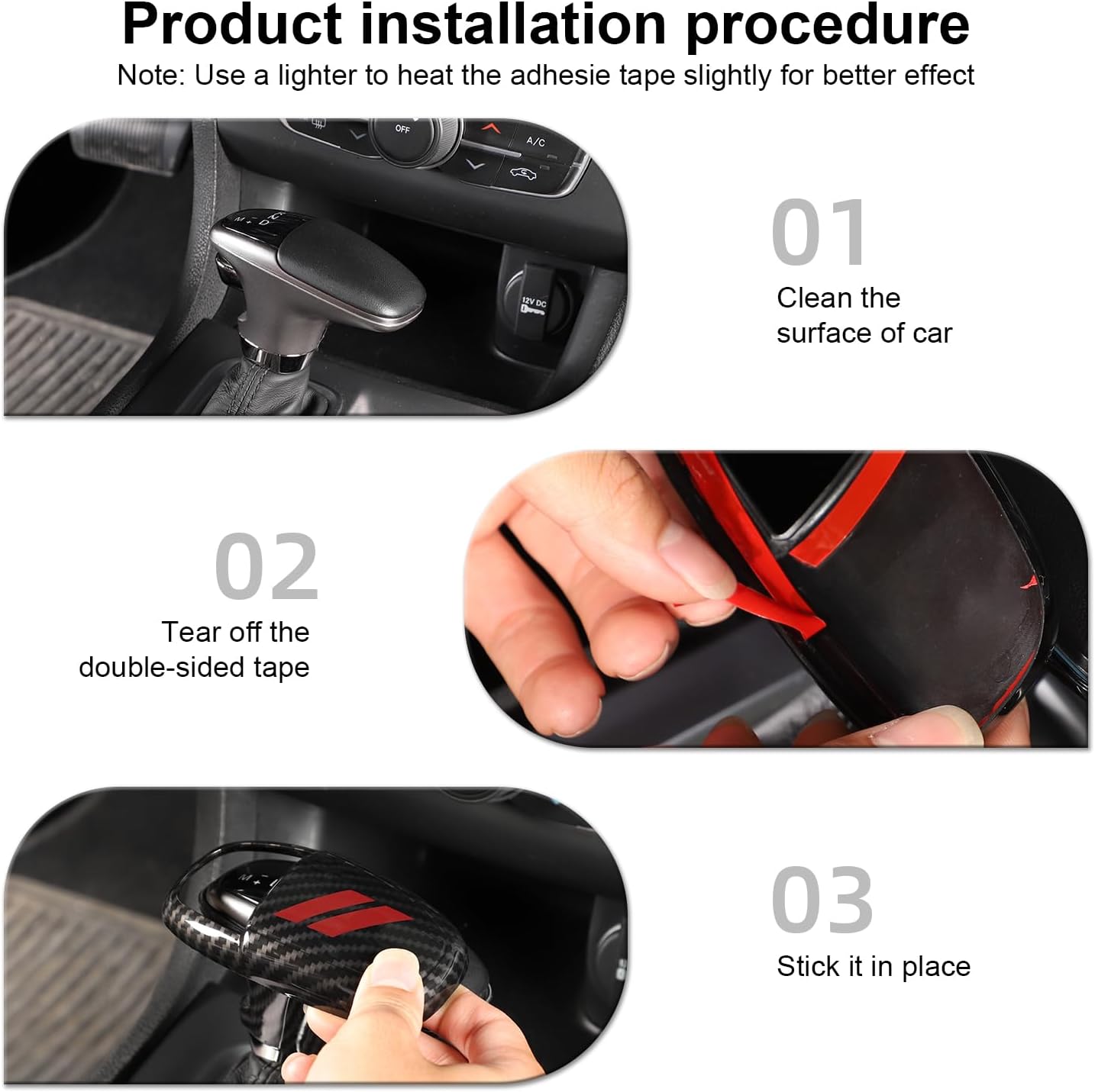 CheroCar for Dodge Gear Shift Knob Cover Trim Internal Accessories for 2015-2023 Dodge Challenger Charger,for 2018-2023 Dodge Durango (Carbon Fiber-Red)