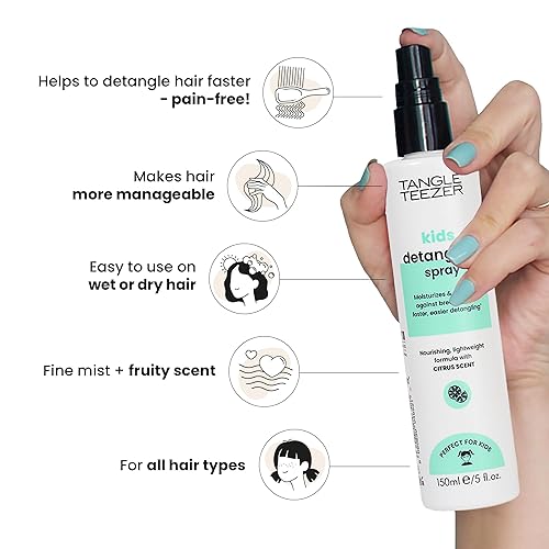 Miniatura 2 de TANGLE TEEZER Spray desenredante de cabello y cepillo desenredante definitivo, con spray sin sulfato y mini cepillo rosa milenario, para todo tipo