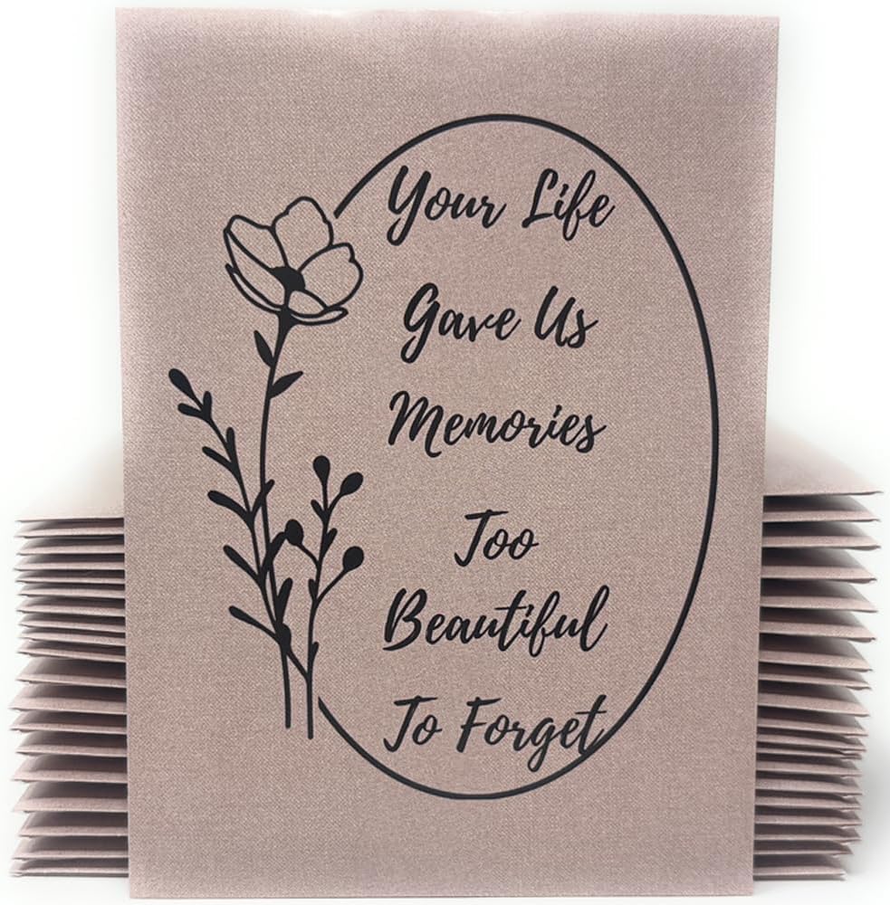 Forget Me Not Seeds - Memorial Funeral Favors - Memories Too Beautiful - 3.25x4.5 inches - Prefilled Seed Packets - Ready to Give - Pack of 20