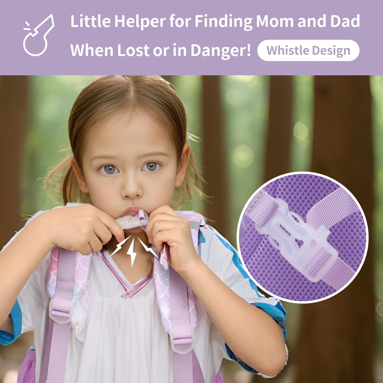 2pcs Kids Backpack for Girls 4-7 with Insulated Front Pocket, 15 Inch Backpack with Snack Bag, Kindergarten Bookbag Fits Folders, Reflective Safety Strips, Purple Mermaid - Image 6