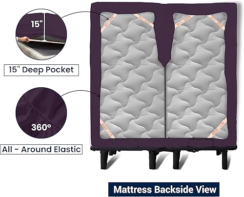 Miniatura 4 de SGI bedding Juego de sábanas Queen de 36 pulgadas, 100% algodón egipcio, sábanas ajustables de 600 hilos, juego de sábanas de 4 piezas de bolsillo