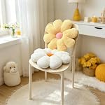 2pcs Flower Pillow - Yellow White Daisy Flower Throw Pillows Set, Cute Preppy Room Decor Aesthetic Decorative Throw Pillows Floor Cushions for Girls Bedroom Bed Sofa Chair Decor (Yellow & White)