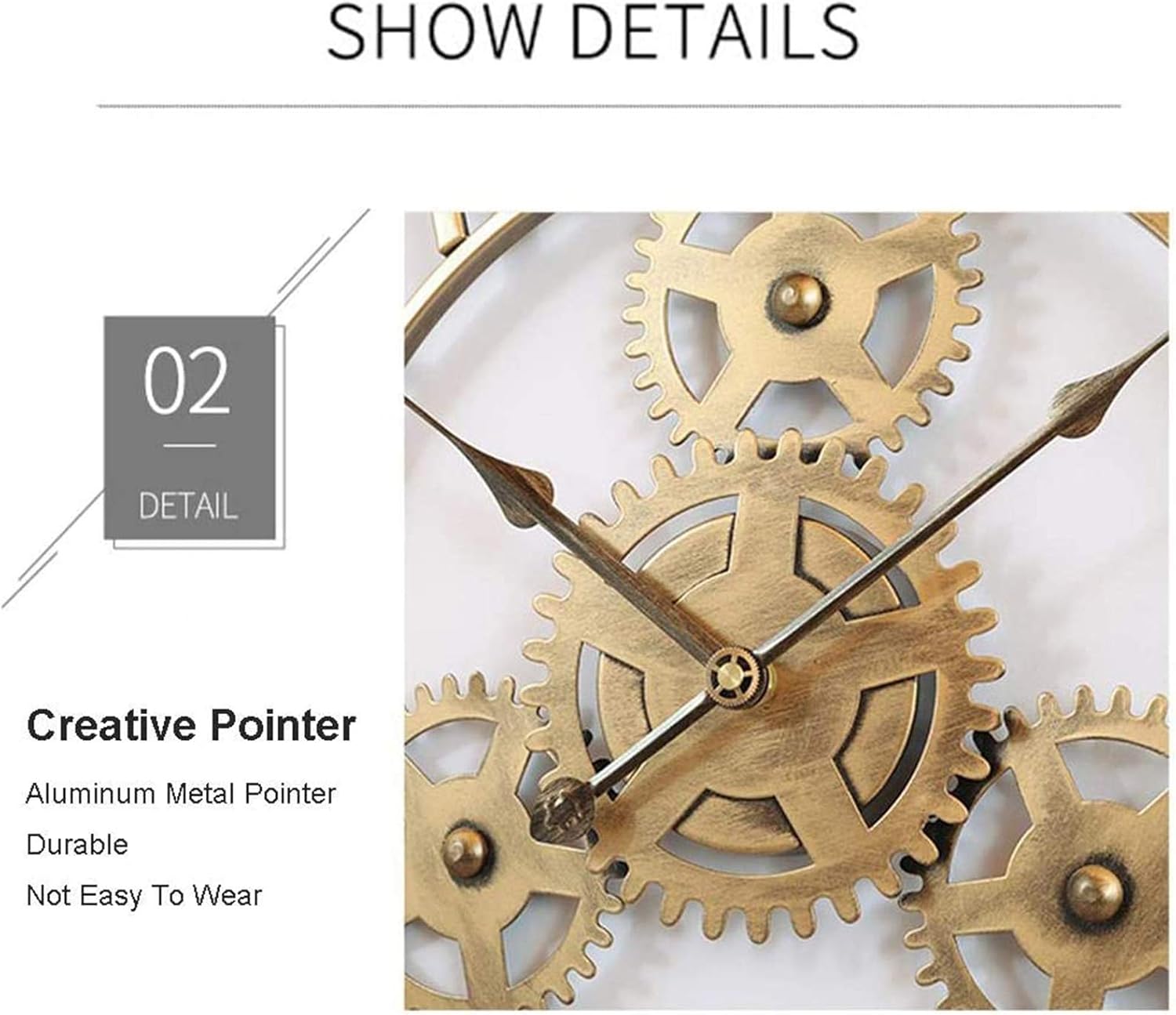 Outdoor Wall Clock Retro Garden Wall Clocks Weatherproof Outdoor Iron Garden Ornaments Outdoor for Office Living 20Inch