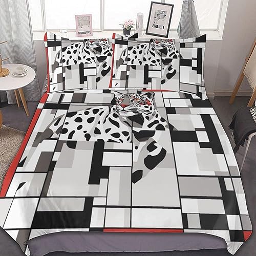 ZGDPBYF Juego de edredón  Juego de edredón abstracto de animales guepardos con manchas blancas y negras  Juegos de edredón tamaño Queen  1 funda de