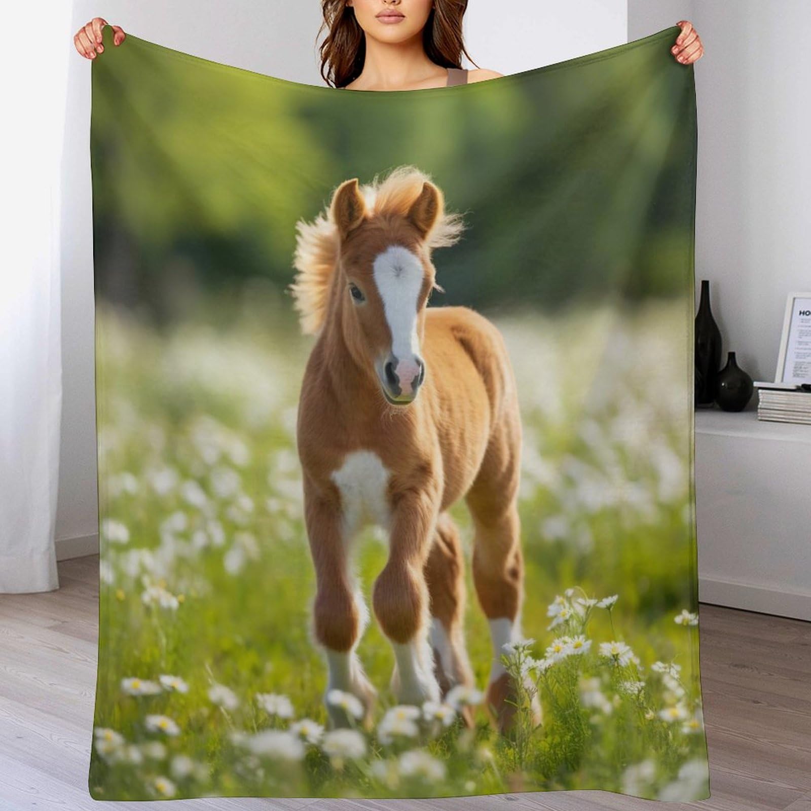 Linge de lit cheval plaid léger anti-froid couverture flanelle pour canapé