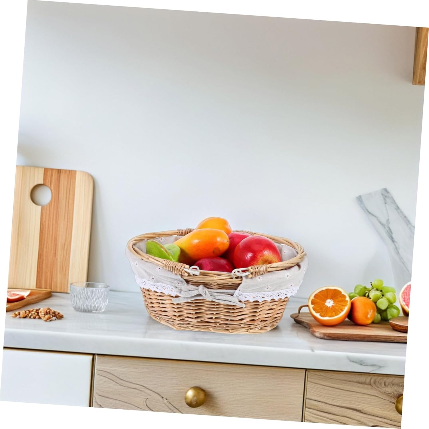 Harvest Basket with Handle Hand Picnic Basket for Outdoor Gatherings Sturdy Durable Design for Food Protection Beige Portable Lightweight for Family Trips
