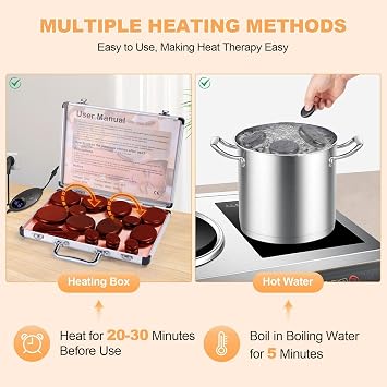 Hot Stones Massage Set for Home Spa Therapy, Muscle Relaxation, 21PCS