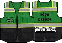 Vista 26 de Chaleco de seguridad reflectante de malla con logotipo personalizado con cremallera Chaleco de alta visibilidad para construcción al aire libre Ropa