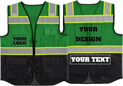 Miniatura 26 de Chaleco de seguridad reflectante de malla con logotipo personalizado con cremallera Chaleco de alta visibilidad para construcción al aire libre Ropa