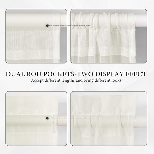 Miniatura 5 de MIULEE - Cortinas semitransparentes para puerta francesa de 2 paneles