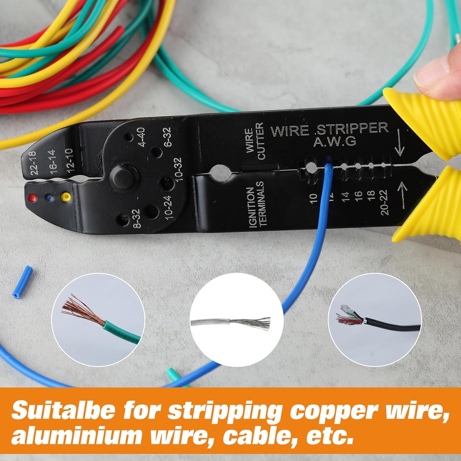 Wire Stripper Pliers Multi-Tool Electrical Wire Crimping Tool for Insulated and Non-insulated Terminals Wire Cutter Screw Cutter Wire Stripping Tool