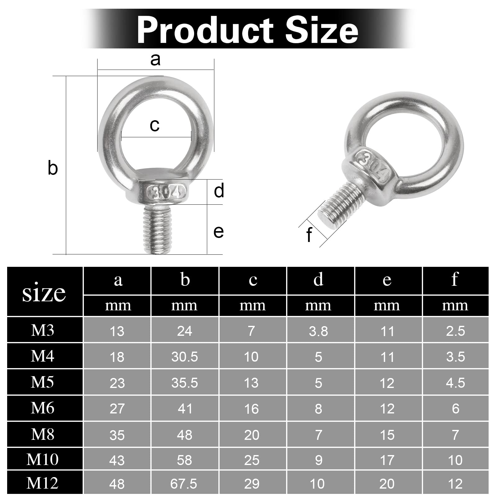 Viti Ad Anello M8 In Acciaio Inox 304 - Confezione Da 5 Pezzi Per Sospensioni E Fissaggi - Foto 11