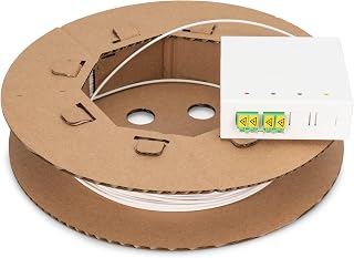 DIGITUS FTTX Installations-Kit - 70 m - LC-APC Duplex Kupplung - 4 Fasern - FTTH-Dose Vorkonfektioniert - Kabelende offen - Aufputzmontage - FTTH-Anschlussdose - Weiß