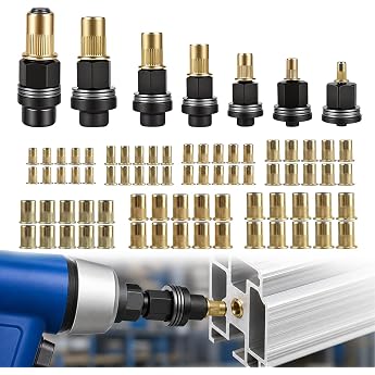 77-Piece Rivet Nut Pliers Set Press-in Nuts Rivet Pliers Rivet Nuts Set Rivets for M3 M4 M5 M6 M8 M10 M12 with Nuts Blind Rivet Nut Designed for Rivet Nut Tool Manual Riveting Machine