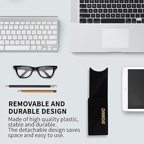 Miniatura 6 de SOMIC Soporte negro para auriculares para juegos con base sólida y colgador flexible para auriculares con soporte para todos los tamaños de
