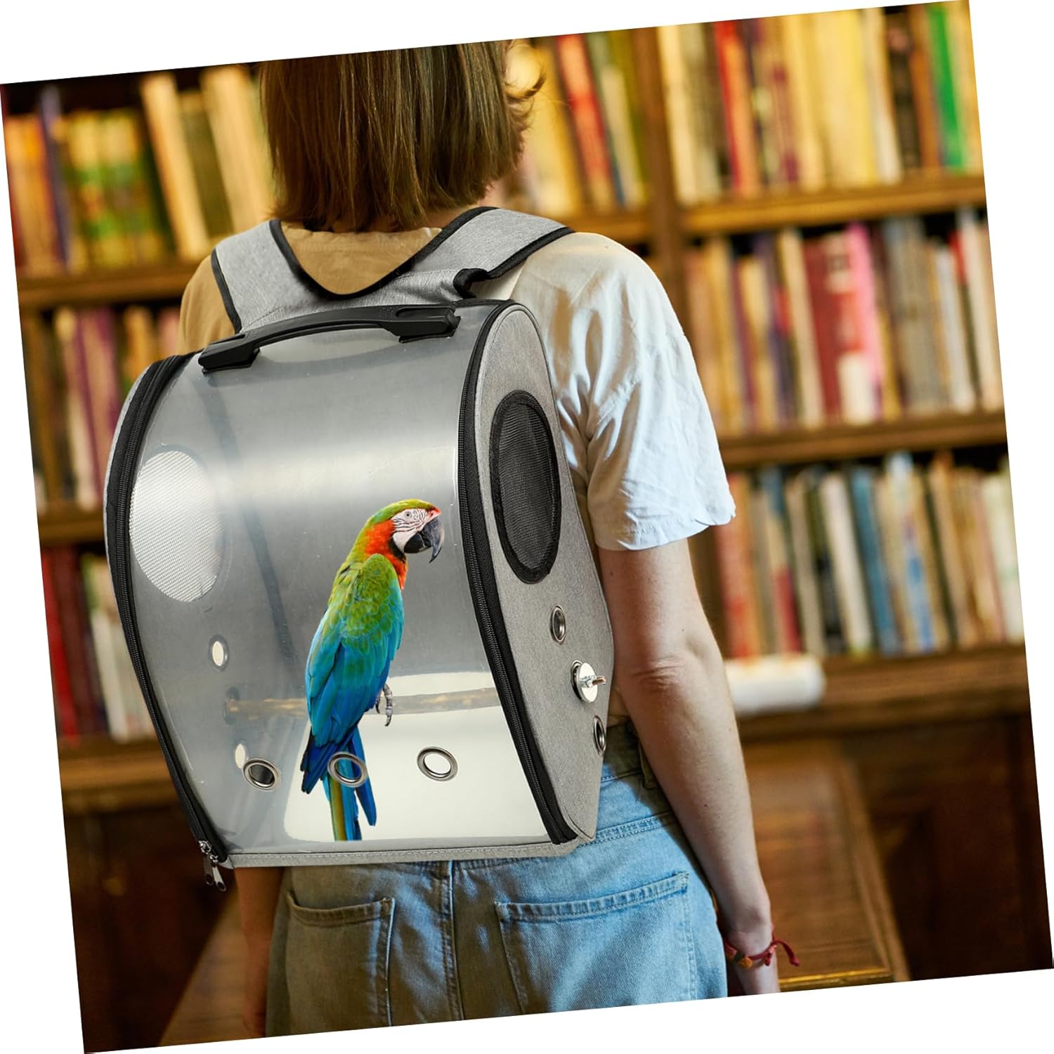 Parrot Carrying Bag Breathable Mesh Comfortable Travel Carrier for Outdoor Use for Hiking Shopping and Camping Includes Bird Perch and Design