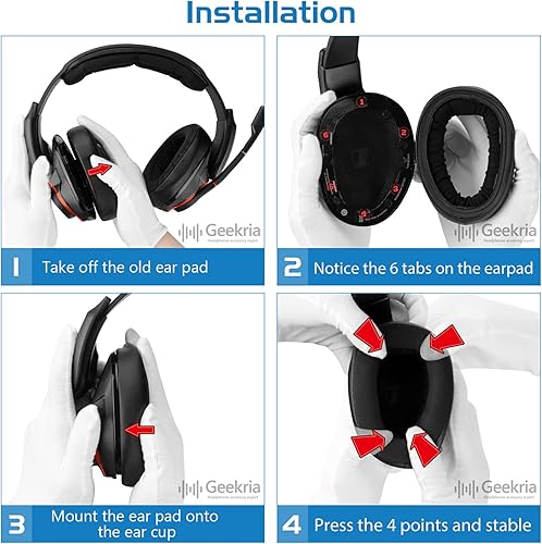 Miniatura 3 de Geekria Almohadillas de oído compatibles con Sennheíser GSP 600, GSP 670, GSP 500 Gaming Headset Pad + diadema cojínorejeras y diademareemplazo