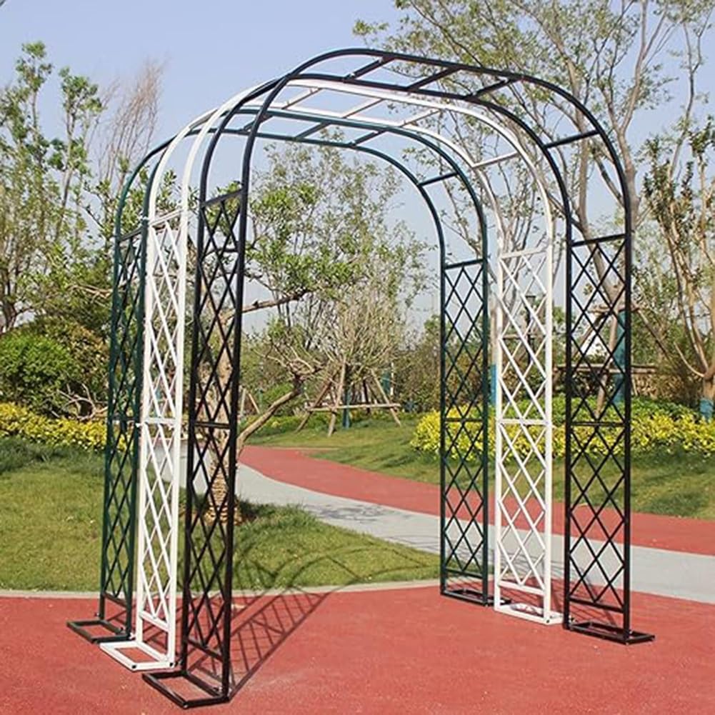 Zewnętrzny metalowy łuk ogrodowy - ocynkowana czarna altana pergola do roślin pnących, dekoracja ślubna i imprezowa, 300 x 40 x 230 cm, stylowa i solidna konstrukcja
