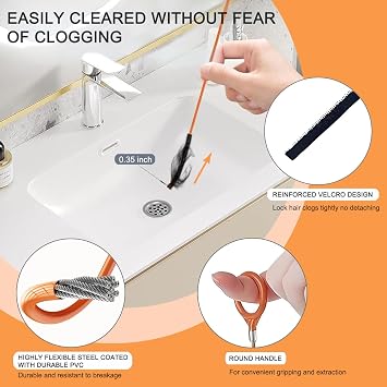 Hair Catcher Drain Auger Cleaner Tool Set - 3 53 Inch Sink Snake + 1 35 Inch Drain Clog Remover, Set For Toilet, Kitchen Sink, Bathroom Tub, Sewer,4 Pack