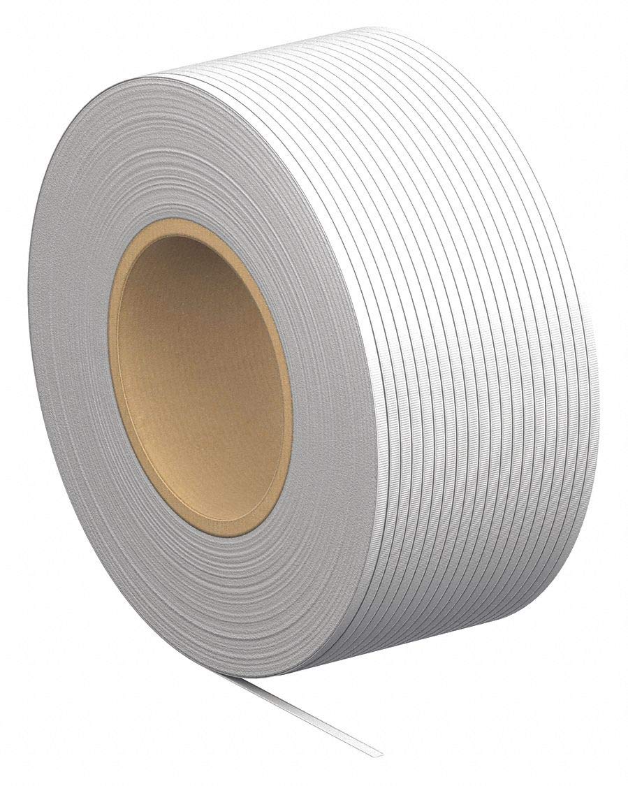 Signode M09250WH8 Empax Plastic Strapping, 3/8 Strap Width, 16 Coil Outside O.D, 250 lb. Average Strength, 12000' Coil Length, White