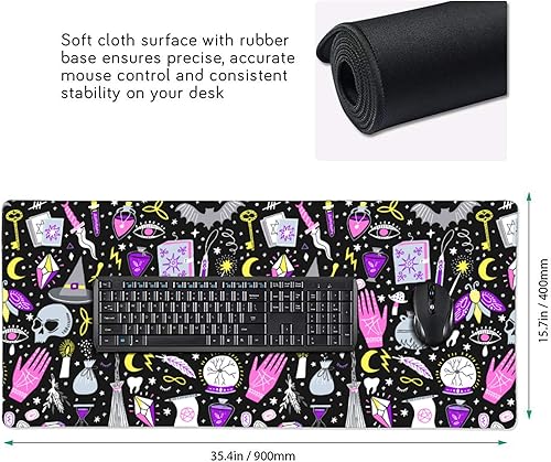 Vista 48 de Alfombrilla de mouse extendida para juegos de 35.4 x 15.7 pulgadas, alfombrilla de mouse retro vintage grande XXL, base de goma antideslizante