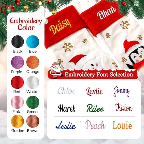 Miniatura 2 de Calcetines de Navidad personalizados, calcetines de Navidad bordados personalizados, calcetines de Navidad grandes de terciopelo de 18 pulgadas,