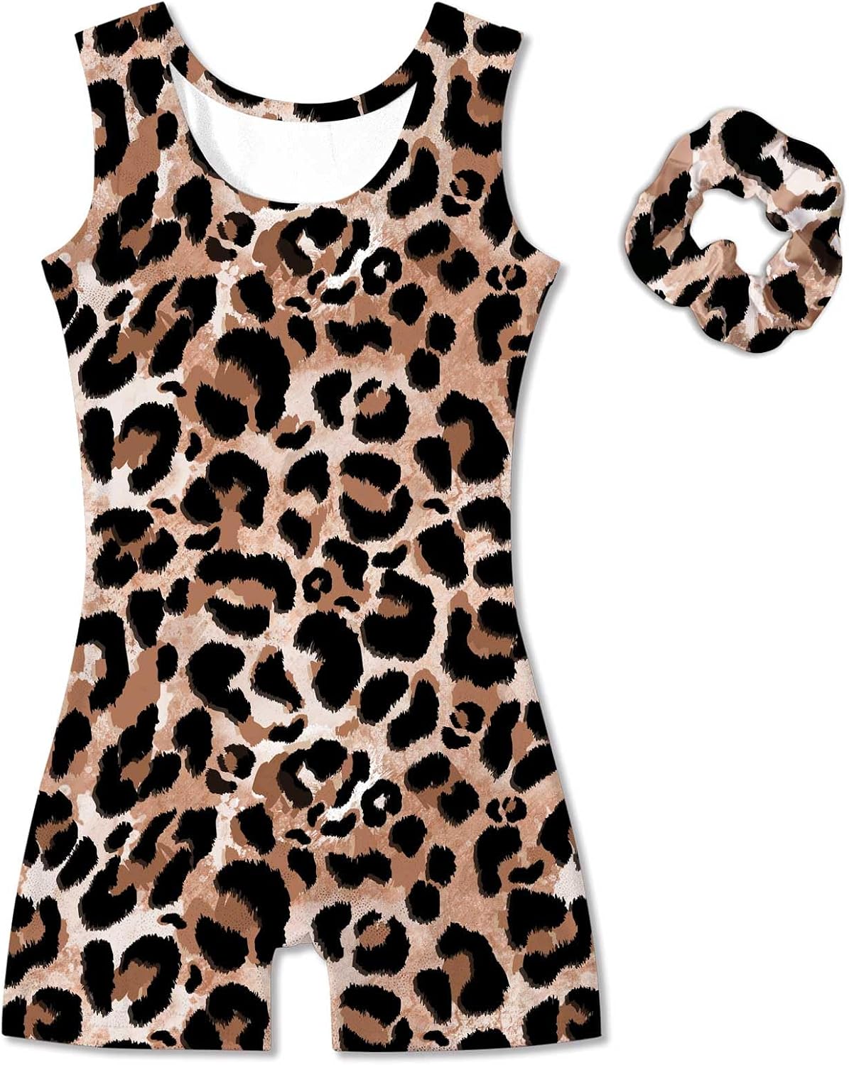 Vogseek 4-12Y Girl Gymnastic Leotards with Hair Scrunchie Active Biketards image 2