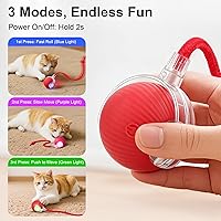 Vista 3 de Juguete interactivo eléctrico automático rodante USB recargable autoactivado para estimulación de juego con cola rápida en forma de cuerda para Rosa
