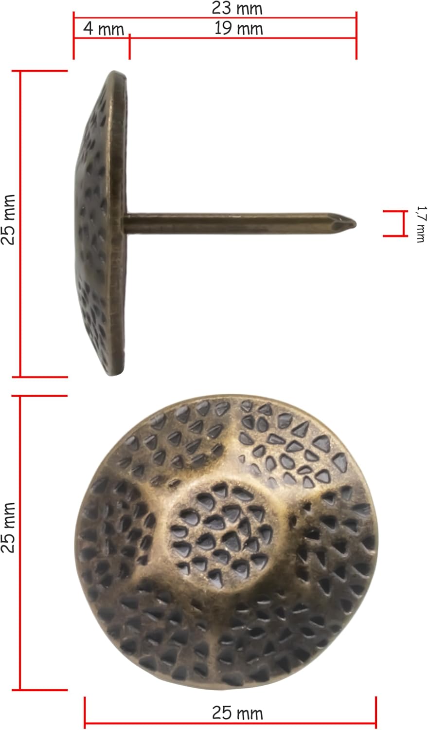 Decorative Nails Bronze Furniture Upholstery Nails Decorative Push Pins Head Diameter 25 mm Pack of 10