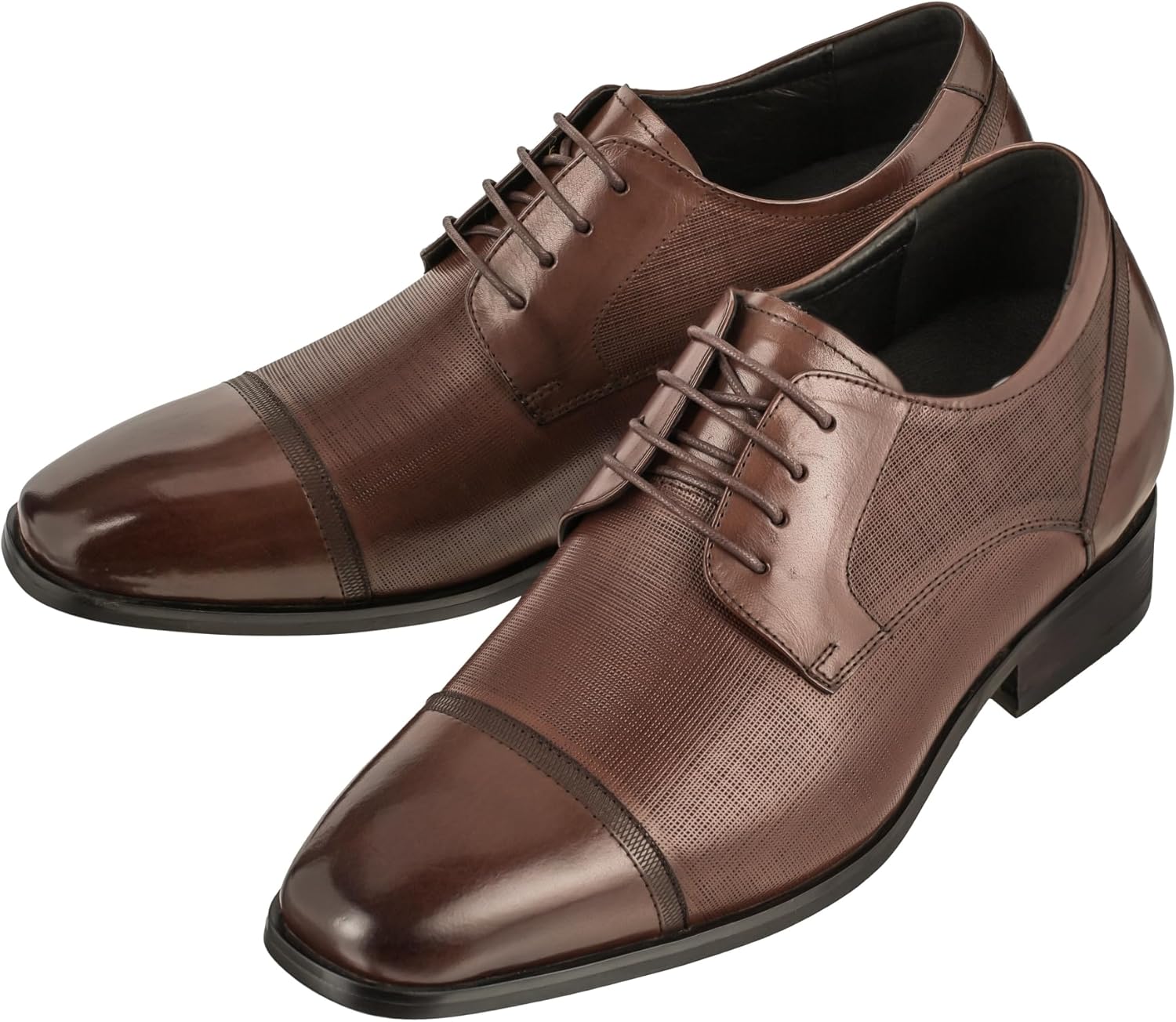 CALTO Men's Invisible Height Increasing Elevator Shoes - Dark Brown Premium Leather Lace-up Formal Oxfords - 3.2 Inches Taller - Y40551 - Size 9 D(M) US - Image 5