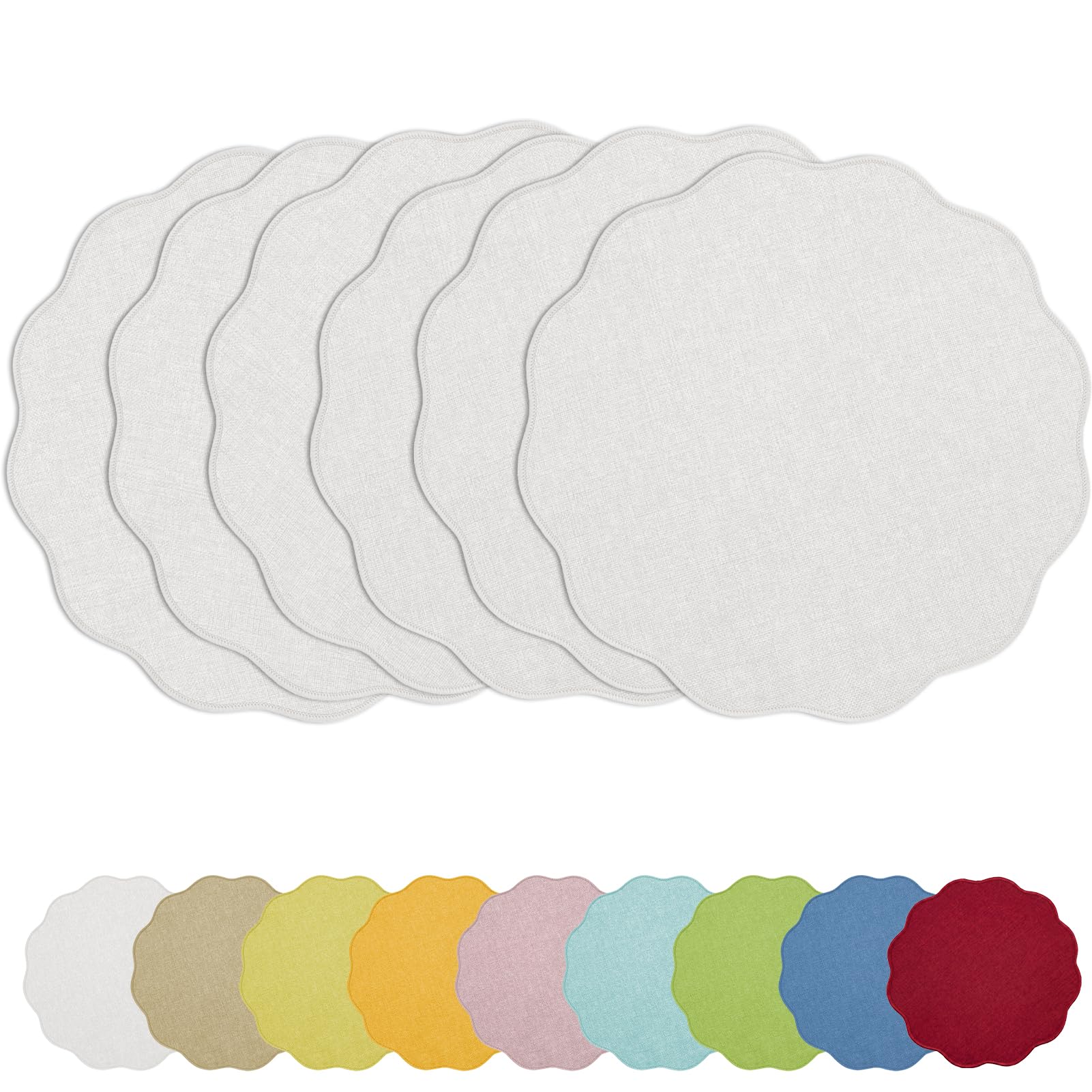 Photo 1 of Wokuaile Round Placemats, Set of 6, 15 Inch, White