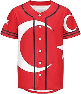 Vnurnrn Turkey Flag Mens Baseball Button Down Jersey Hipster Hip Hop T Shirts